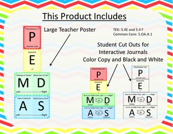 Preview of PEMDAS: poster and student charts