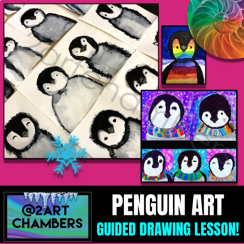 Preview of PENGUIN ART LESSON ~ COMPLETE STEP BY STEP GUIDE