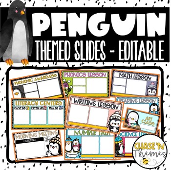 Preview of PENGUIN THEMED DAILY & WEEKLY SLIDES TEMPLATE - WINTER HOLIDAY ARTIC THEME