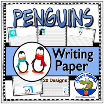 Preview of PENGUINS Writing Paper - Lined Paper - Penguins Theme