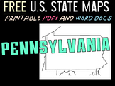 PENNSYLVANIA FREE PRINTABLE STATE MAP (IN PDF AND MS WORD 