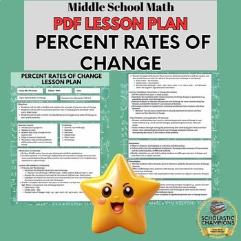 Preview of PERCENT RATES OF CHANGE-Lesson Plan for Middle School Math
