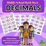 DECIMALS * Math Maze Puzzle * Middle School Math