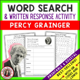 PERCY GRAINGER Music Word Search and Biography Research Ac