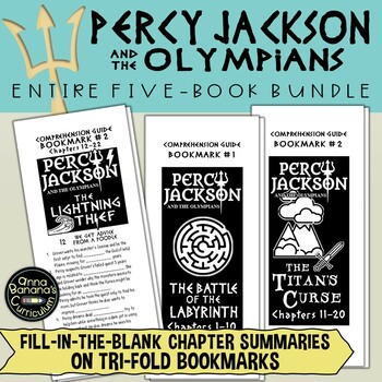 Preview of PERCY JACKSON SERIES BUNDLE Comprehension Guide Tri-Fold Bookmarks