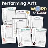 PERFORMING ARTS Word Search Puzzle Activity Vocabulary Wor