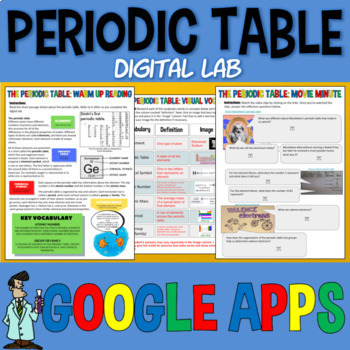 Preview of PERIODIC TABLE Distance learning Google Apps digital stations lab Jr High Sci 