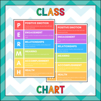 Preview of PERMAH Chart - Class Poster - Mindfulness & Strengths