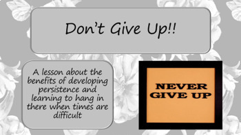 Preview of PERSISTENCE DON'T GIVE UP SELF-TALK MINDFULNESS Ready 2 Use SEL LESSON 4 Vid