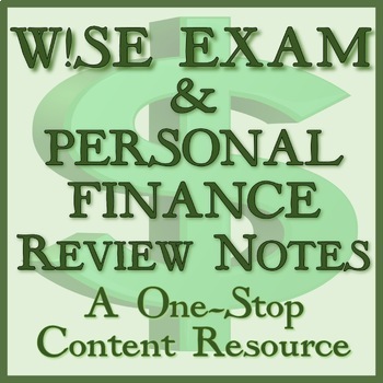 Preview of PERSONAL FINANCE REVIEW SHEETS -- Great for W!SE / WISE Exam