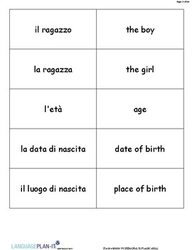Preview of PERSONAL ID FLASHCARDS (ITALIAN)