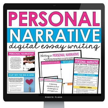 Preview of Personal Narrative Essay Writing - Digital Slides, Graphic Organizers, & Rubric