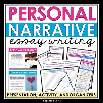 Preview of Personal Narrative Essay Writing - Presentation, Graphic Organizers, and Rubric