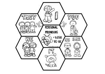 Preview of PERSONAL PRONOUNS + VERB 'TO BE' HONEYCOMB