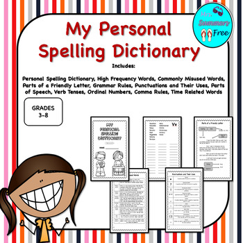 Preview of PERSONAL SPELLING DICTIONARY FOR INTERMEDIATE GRADES