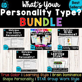 Preview of PERSONALITY TYPES 5 QUIZ BUNDLE | Get to Know You Inventories | Back to School