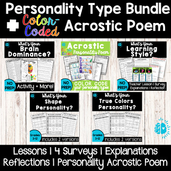 Preview of PERSONALITY TYPES & ART BUNDLE | Inventories & Acrostic Glyph | Back to School