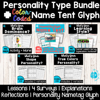 Preview of PERSONALITY TYPES & ART BUNDLE | Inventories & Name Tent Glyph | Back to School