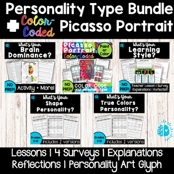 Preview of PERSONALITY TYPES & ART BUNDLE | Picasso Self Portrait Glyph | Back to School