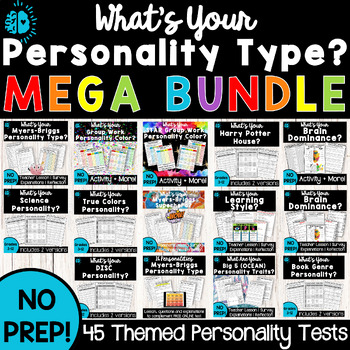 Preview of PERSONALITY TYPES MEGA BUNDLE | 45 Themed Personality Inventories 