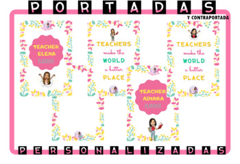 Preview of PERSONALIZABLE (portada y contraportada) - Teacher Planner 2021