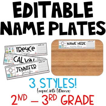 Preview of PERSONALIZED EDITABLE BACK TO SCHOOL NAME PLATES FOR DESKS 2nd 3rd grade!