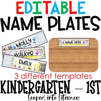 Preview of PERSONALIZED EDITABLE BACK TO SCHOOL NAME PLATES kindergarten 1st grade!