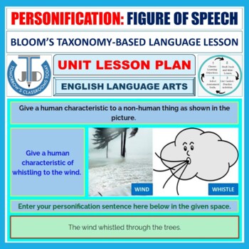 Preview of PERSONIFICATION - FIGURE OF SPEECH: UNIT LESSON PLAN