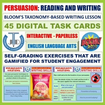 Preview of PERSUASION - READING AND WRITING: 45 BOOM CARDS