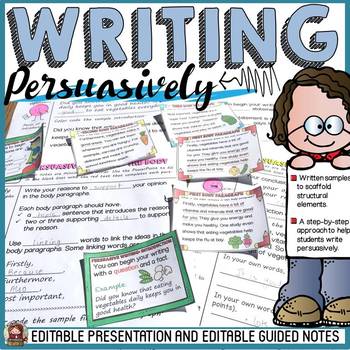 Preview of PERSUASIVE/OPINION WRITING: EDITABLE PRESENTATION AND GUIDED NOTES