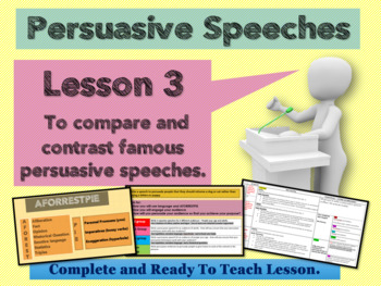 Preview of PERSUASIVE SPEECHES - GRADE 5 - Lesson 3 - Analyzing famous speeches