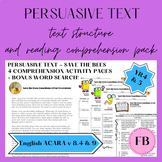 YEAR 4 PERSUASIVE TEXT BEES text structure and reading com