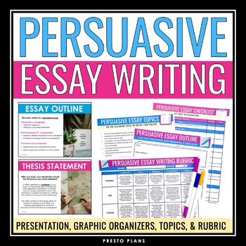 Preview of Persuasive Essay Writing - Presentation, Outline, and Topics - Argument Writing