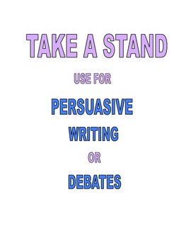 Preview of PERSUASIVE WRITING OR DEBATES