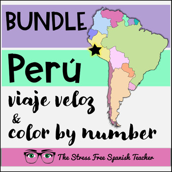 Preview of PERU Spanish CI Reading AND Color By Number BUNDLE