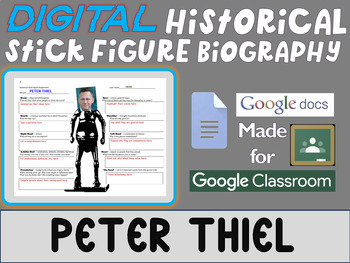 Preview of PETER THIEL Digital Historical Stick Figure Biography (MINI BIOS)