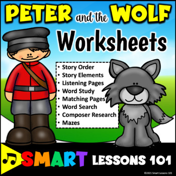 Preview of PETER and the WOLF WORKSHEETS Music Worksheets Word Search Music Activity