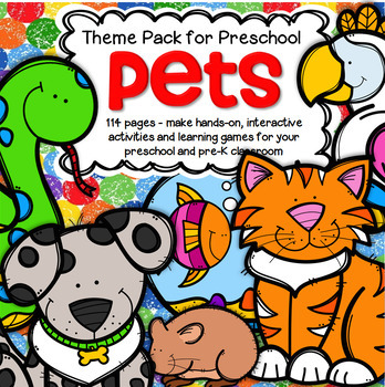 Preview of Pets Math and Literacy Centers Activities Printables for Preschool - 114 pages