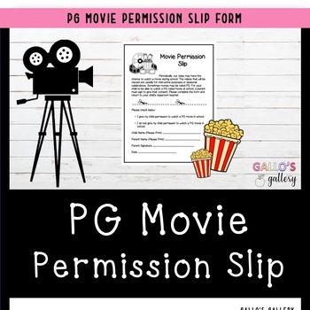 Preview of PG Movie Permission Slip Form