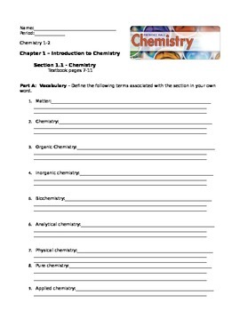 Preview of PH Chemistry Reading Guides - Chapter 1 - section 1