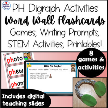 Preview of PH Digraph Activities Flashcards Games Printables STEM building activities