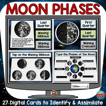 Preview of PHASES OF THE MOON BOOM DIGITAL CARDS: DISTANCE LEARNING: GOOGLE CLASSROOM