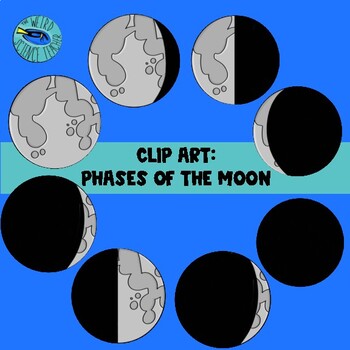 PHASES OF THE MOON CLIP ART: 15 PNG IMAGES- GREYSCALE AND BW | TpT