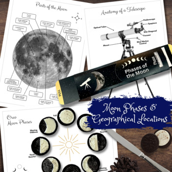 Preview of PHASES OF THE MOON Slider, Moon Geography & Oreo Activity