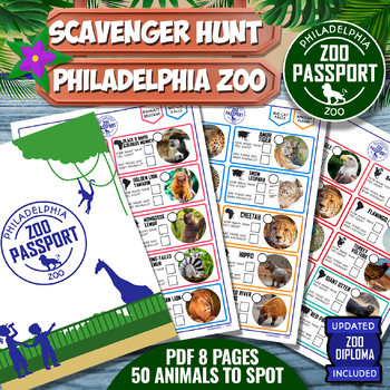 Preview of PHILADELPHIA ZOO Game Passport Game - SCAVENGER HUNT - ZOO DIPLOMA