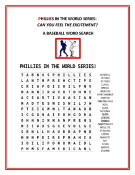 Preview of PHILLIES IN THE WORLD SERIES: CAN YOU FEEL THE EXCITEMENT? A FUN WORD SEARCH