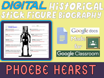 Preview of PHOEBE HEARST Digital Stick Figure Biography for California History