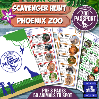 Preview of PHOENIX ZOO Passport Game - SCAVENGER HUNT - ZOO DIPLOMA
