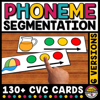 Preview of PHONEME SEGMENTATION ACTIVITY CARDS KINDERGARTEN BLENDING & SEGMENTING CVC WORDS