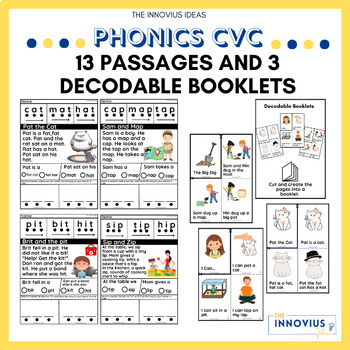 Preview of PHONICS CVC PASSAGES AND DECODABLE BOOKLETS